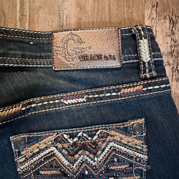 Vintage Grace in L.A. Dark Blue Y2K Bootcut Jeans - Picture 5 of 8